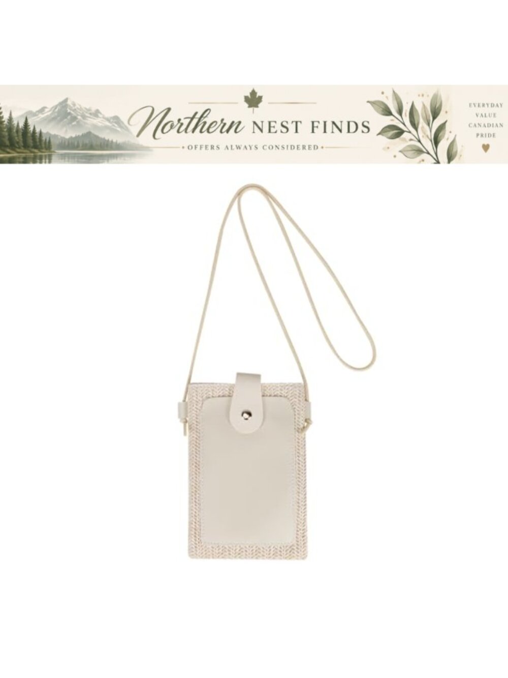Woven Straw Phone Purse Small Crossbody Bag PU Leather Snap Women